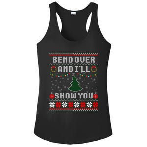 Bend Over And I'll Show You Christmas Tree Ugly Sweater Ladies PosiCharge Competitor Racerback Tank