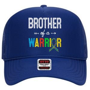 Brother Of A Warrior Autism Awareness Support High Crown Mesh Back Trucker Hat