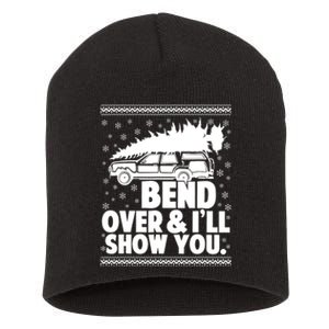 Bend Over And Ill Show You Funny Merry Christmas Tree Short Acrylic Beanie