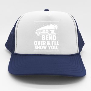 Bend Over And Ill Show You Funny Merry Christmas Tree Trucker Hat