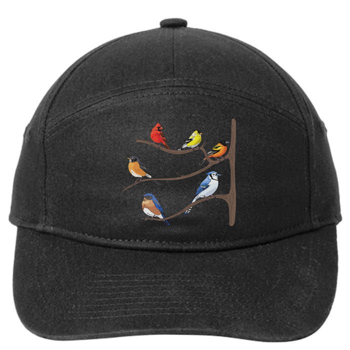 Birds On A Branch Birding Bird Watching Birder Bird Watcher 7-Panel Snapback Hat
