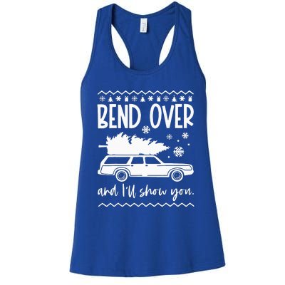 Bend Over And Ill Show You Christmas Pajama Funny Xmas  Women's Racerback Tank