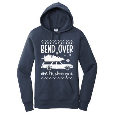 Bend Over And Ill Show You Christmas Pajama Funny Xmas  Women's Pullover Hoodie