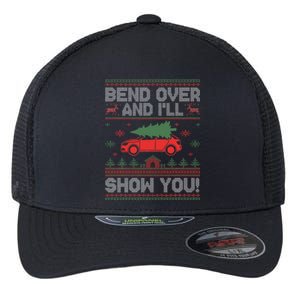 Bend Over And I'll Show You Ugly Christmas Couple Matching Flexfit Unipanel Trucker Cap