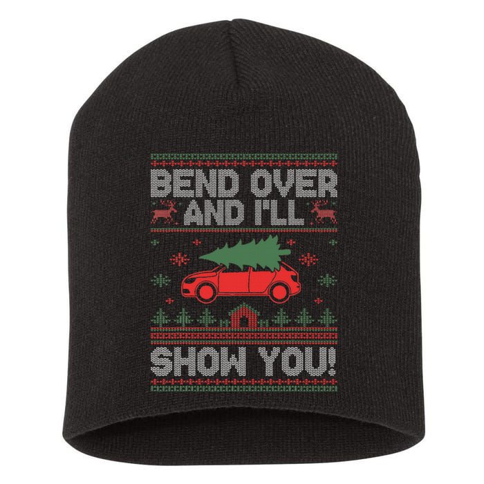 Bend Over And I'll Show You Ugly Christmas Couple Matching Short Acrylic Beanie