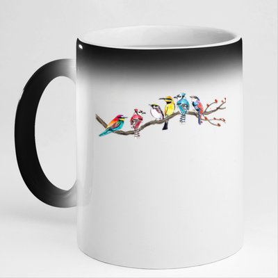 Birds On A Branch Birding Bird Watching Bird Watcher 11oz Black Color Changing Mug