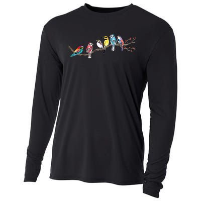 Birds On A Branch Birding Bird Watching Bird Watcher Cooling Performance Long Sleeve Crew