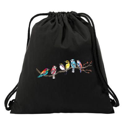 Birds On A Branch Birding Bird Watching Bird Watcher Drawstring Bag
