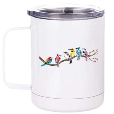 Birds On A Branch Birding Bird Watching Bird Watcher 12 oz Stainless Steel Tumbler Cup