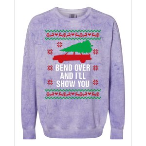 Bend Over and I'll Show You Christmas Couple Matching Family  Colorblast Crewneck Sweatshirt