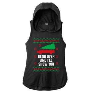 Bend Over and I'll Show You Christmas Couple Matching Family  Ladies PosiCharge Tri-Blend Wicking Draft Hoodie Tank