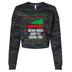 Bend Over and I'll Show You Christmas Couple Matching Family  Cropped Pullover Crew