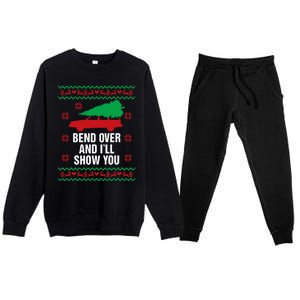 Bend Over and I'll Show You Christmas Couple Matching Family  Premium Crewneck Sweatsuit Set