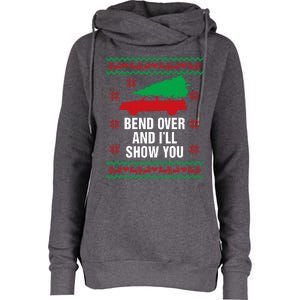 Bend Over and I'll Show You Christmas Couple Matching Family  Womens Funnel Neck Pullover Hood