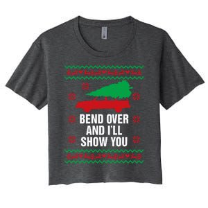 Bend Over and I'll Show You Christmas Couple Matching Family  Women's Crop Top Tee