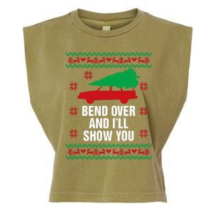 Bend Over and I'll Show You Christmas Couple Matching Family  Garment-Dyed Women's Muscle Tee