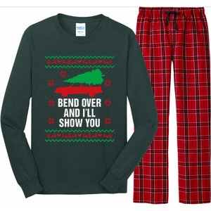 Bend Over and I'll Show You Christmas Couple Matching Family  Long Sleeve Pajama Set