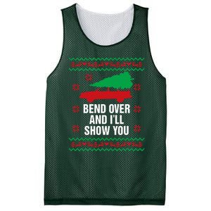 Bend Over and I'll Show You Christmas Couple Matching Family  Mesh Reversible Basketball Jersey Tank