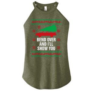 Bend Over and I'll Show You Christmas Couple Matching Family  Women's Perfect Tri Rocker Tank