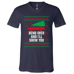 Bend Over and I'll Show You Christmas Couple Matching Family  V-Neck T-Shirt