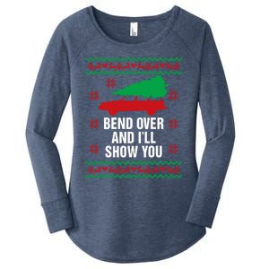 Bend Over and I'll Show You Christmas Couple Matching Family  Women's Perfect Tri Tunic Long Sleeve Shirt