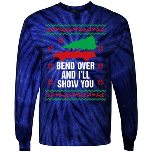 Bend Over and I'll Show You Christmas Couple Matching Family  Tie-Dye Long Sleeve Shirt