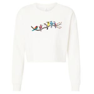 Birds On A Branch Birding Bird Watching Bird Watcher Cropped Pullover Crew