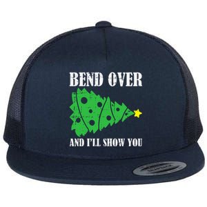 Bend Over And Ill Show You Christmas Pajama Funny Xmas Humor Flat Bill Trucker Hat