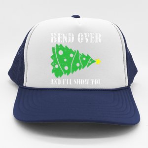 Bend Over And Ill Show You Christmas Pajama Funny Xmas Humor Trucker Hat