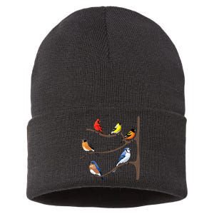 Birds On A Branch Birding Birdwatching Birder Bird Watcher Sustainable Knit Beanie