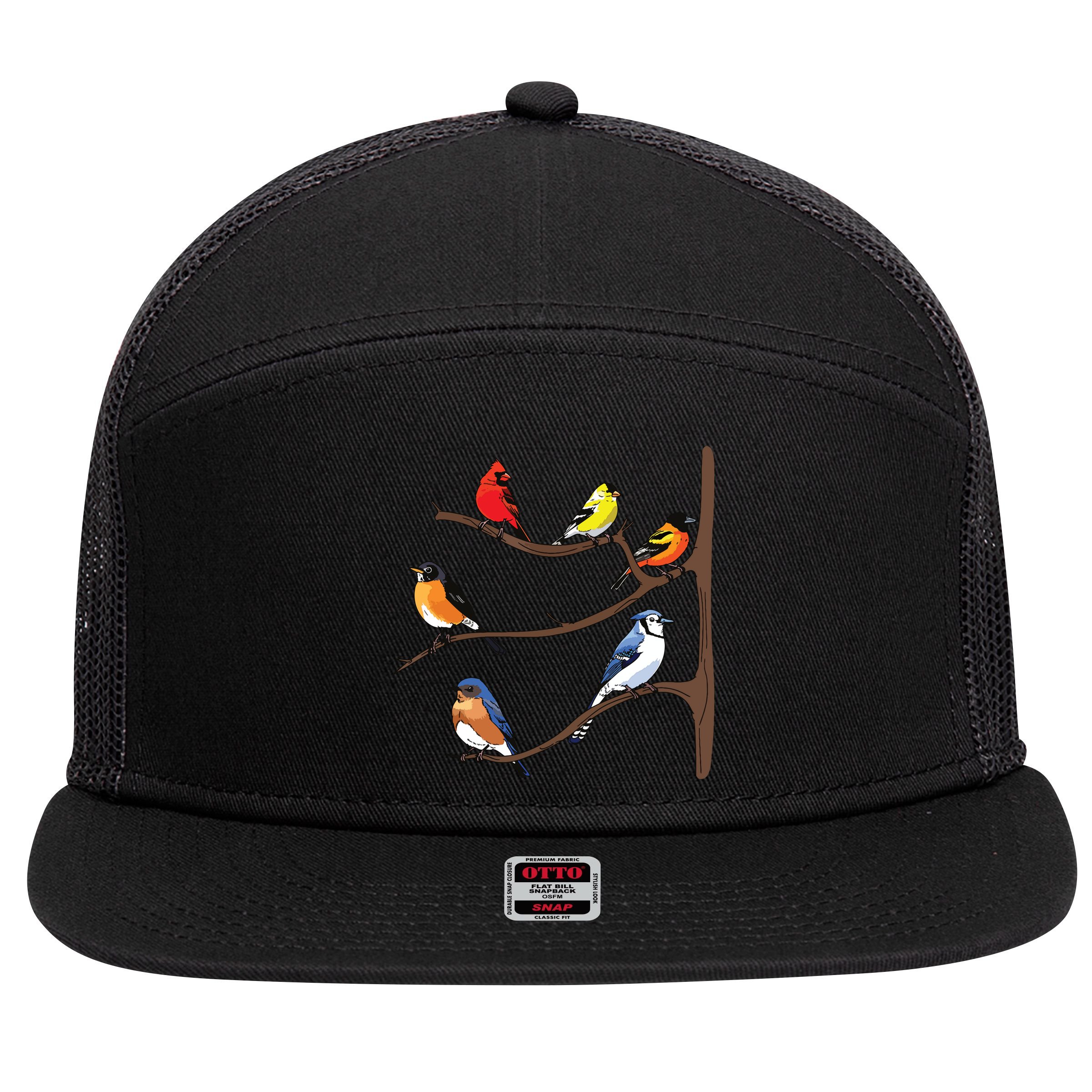 Birds On A Branch Birding Birdwatching Birder Bird Watcher 7 Panel Mesh Trucker Snapback Hat