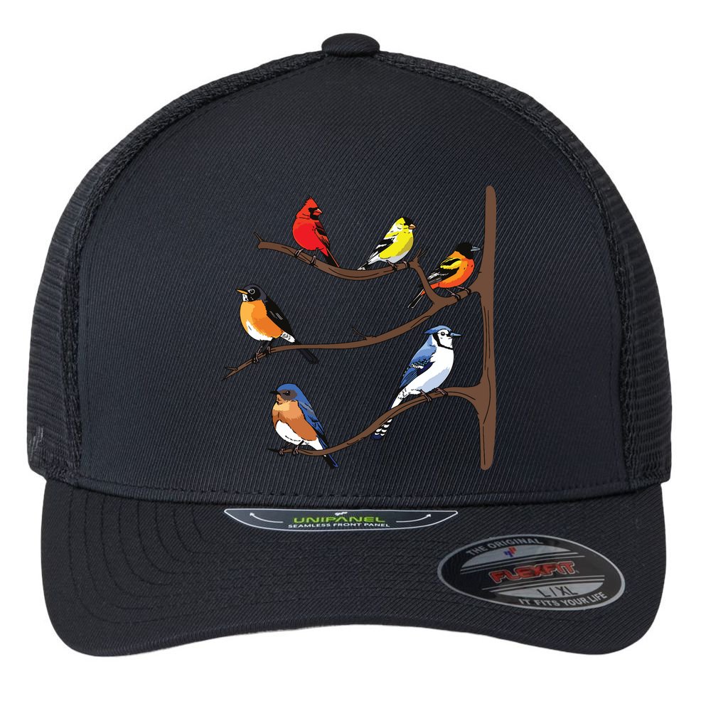 Birds On A Branch Birding Birdwatching Birder Bird Watcher Flexfit Unipanel Trucker Cap