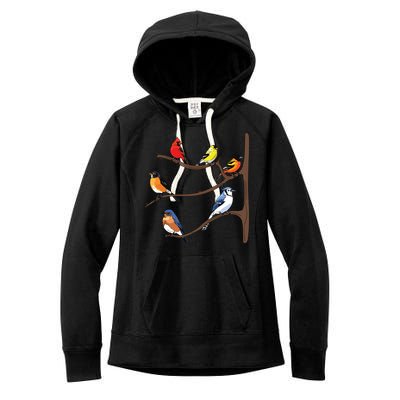 Birds On A Branch Birding Birdwatching Birder Bird Watcher Women's Fleece Hoodie