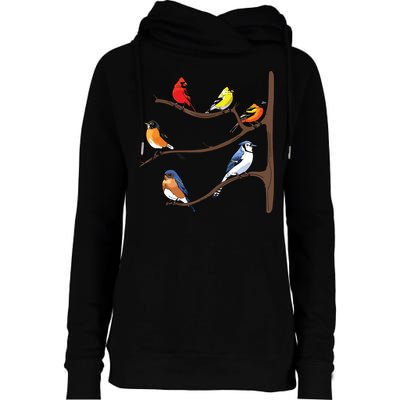 Birds On A Branch Birding Birdwatching Birder Bird Watcher Womens Funnel Neck Pullover Hood