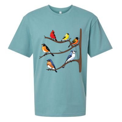 Birds On A Branch Birding Birdwatching Birder Bird Watcher Sueded Cloud Jersey T-Shirt