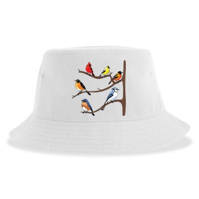 Birds On A Branch Birding Birdwatching Birder Bird Watcher Sustainable Bucket Hat