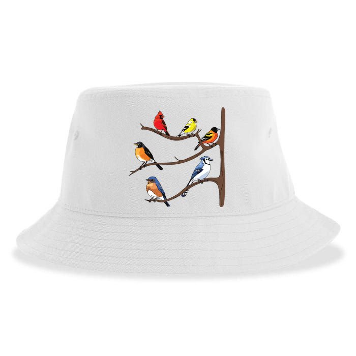 Birds On A Branch Birding Birdwatching Birder Bird Watcher Sustainable Bucket Hat
