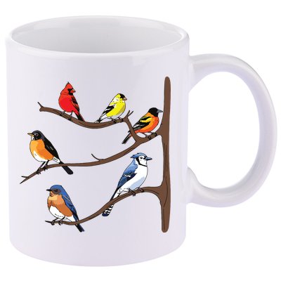Birds On A Branch Birding Birdwatching Birder Bird Watcher 11oz C Handle Ceramic Mug