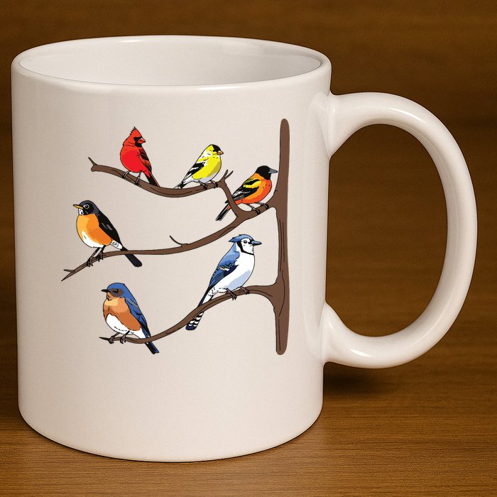 Birds On A Branch Birding Birdwatching Birder Bird Watcher 11oz C Handle Ceramic Mug