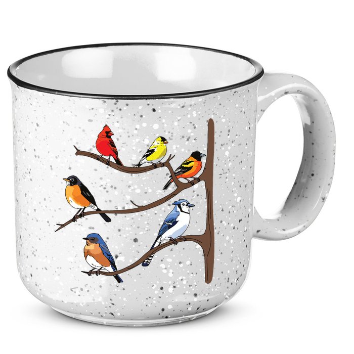 Birds On A Branch Birding Birdwatching Birder Bird Watcher 15oz Campfire Ceramic Mug