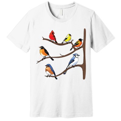 Birds On A Branch Birding Birdwatching Birder Bird Watcher Premium T-Shirt