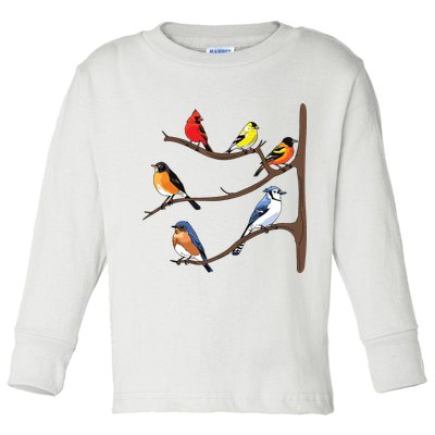Birds On A Branch Birding Birdwatching Birder Bird Watcher Toddler Long Sleeve Shirt