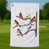 Birds On A Branch Birding Birdwatching Birder Bird Watcher Golf Towel