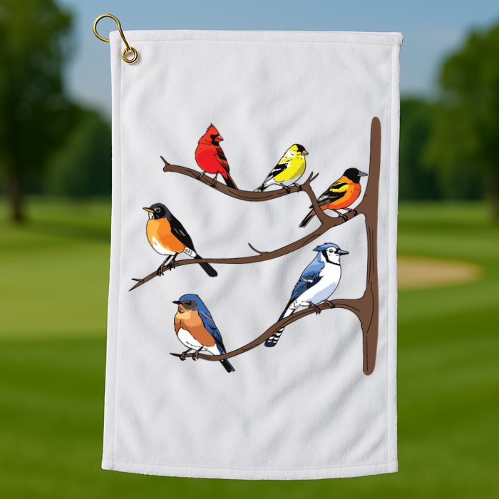 Birds On A Branch Birding Birdwatching Birder Bird Watcher Golf Towel