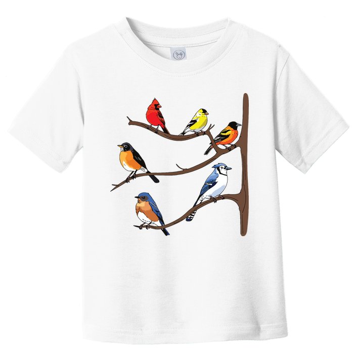 Birds On A Branch Birding Birdwatching Birder Bird Watcher Toddler T-Shirt