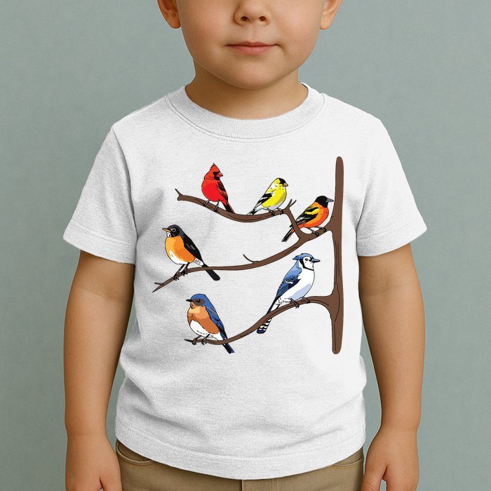 Birds On A Branch Birding Birdwatching Birder Bird Watcher Toddler T-Shirt