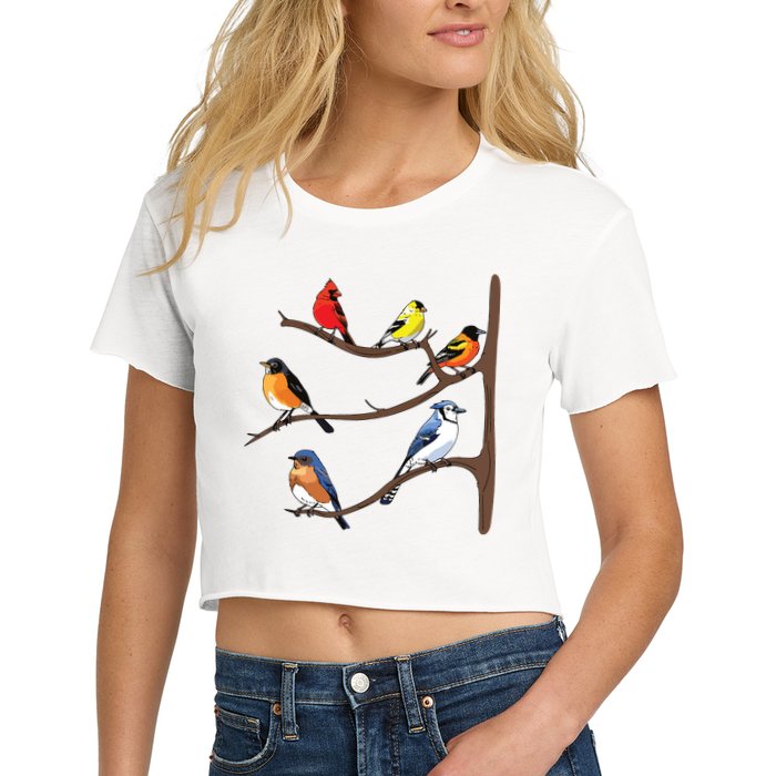 Birds On A Branch Birding Birdwatching Birder Bird Watcher Crop Top