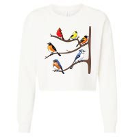 Birds On A Branch Birding Birdwatching Birder Bird Watcher Cropped Pullover Crew