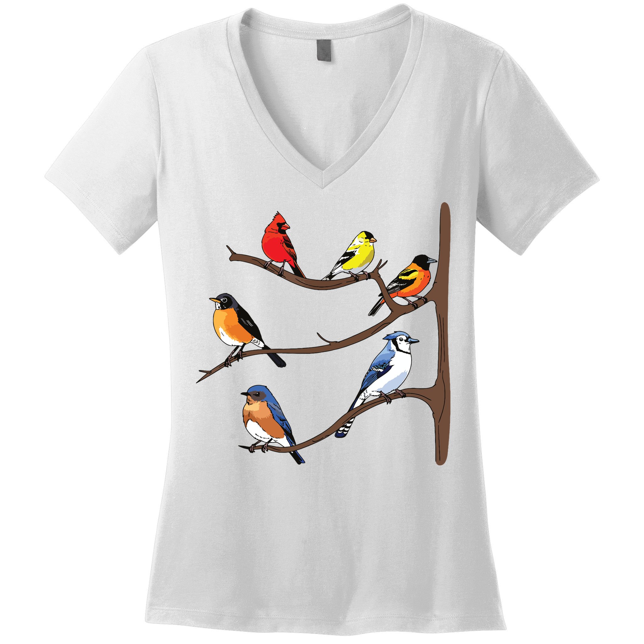 Birds On A Branch Birding Birdwatching Birder Bird Watcher Women's V-Neck T-Shirt