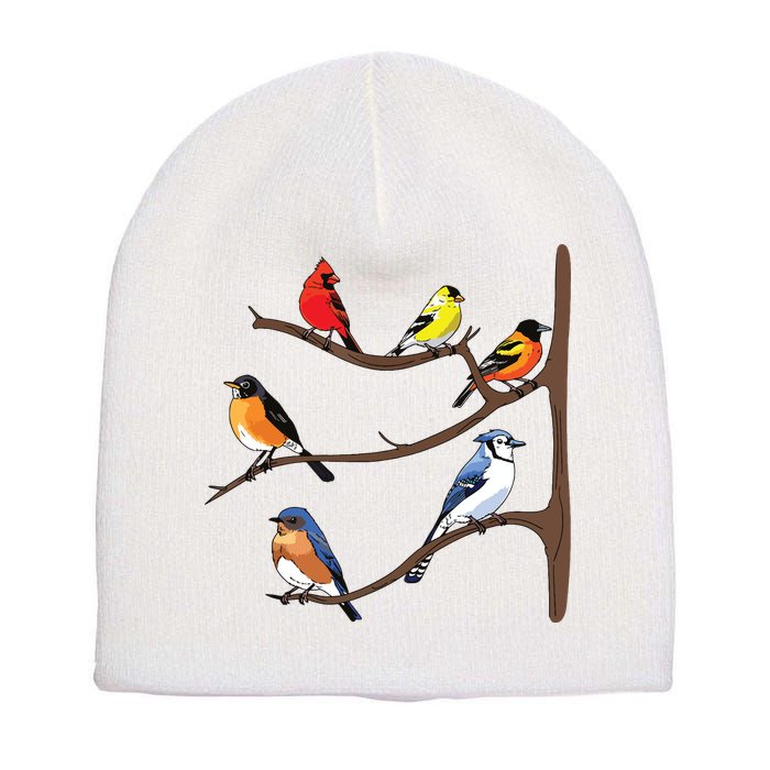 Birds On A Branch Birding Birdwatching Birder Bird Watcher Short Acrylic Beanie
